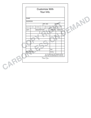 Carbonless Forms - Template 10 Receipt
