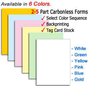 Carbonless Form Color Sequence backprinting tag card