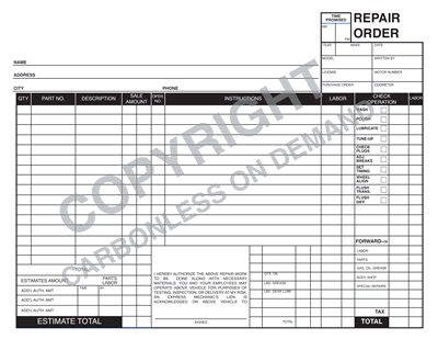 Carbonless Forms - Template 14 Automotive