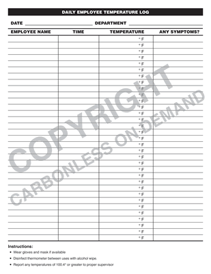 Carbonless Forms - Template 16 Daily Temperature