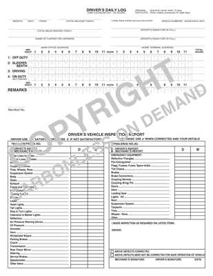 Carbonless Forms - Template 13 Drivers Log