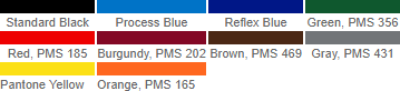 Standard PMS Ink Colors